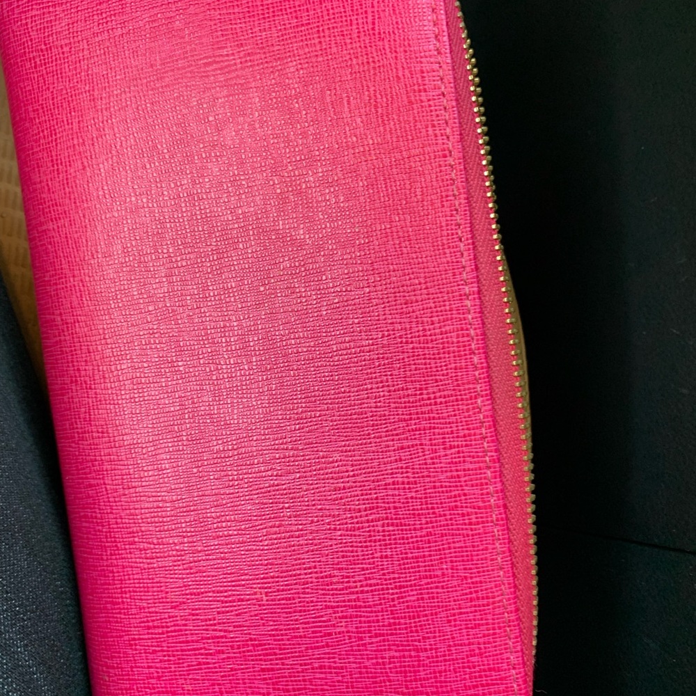 Furla hot pink leather zip around wallet